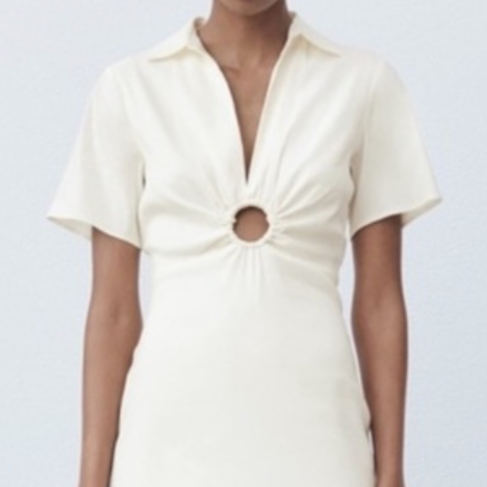 Zara Off White Collared Dress- Medium- Never Worn